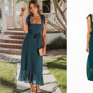 Show me your mumu emerald midi bridesmaid dress medium
